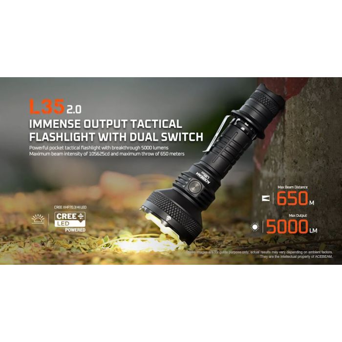Acebeam L35 2.0 Led Flashlight - 5000 Lumens, Olive Drab Green
