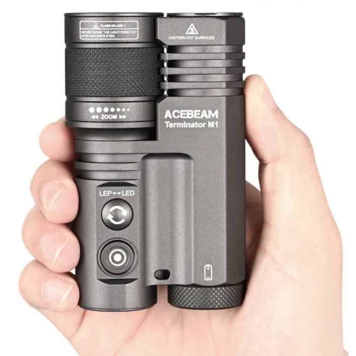 Acebeam Terminator M1 Dual Head LEP/LED Flashlight - Black, 3500