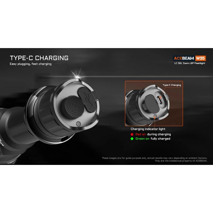 Acebeam W35 LC DEL Zoom LEP 800 Lumen Flashlight