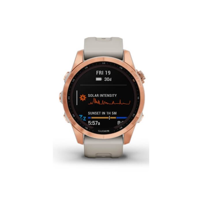 Garmin Fenix 7S Solar Smartwatch Rose Gold With Light Sand Band
