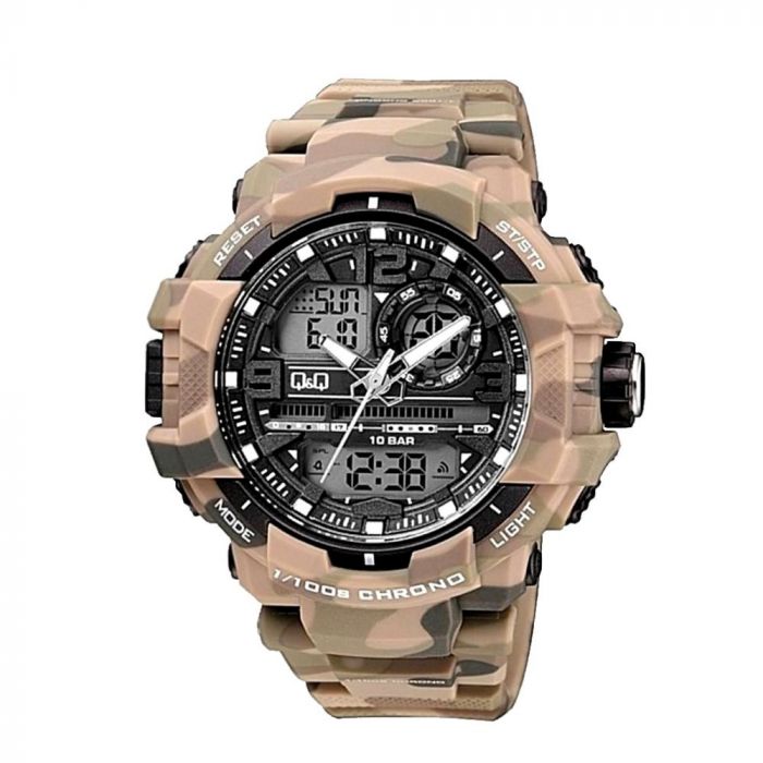 Q Q Analog and Digital Watch Camo