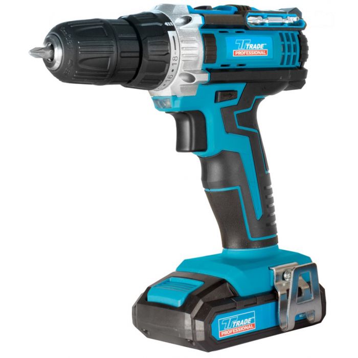 Trade Professional Lithium Cordless Drill Driver 18V Blue