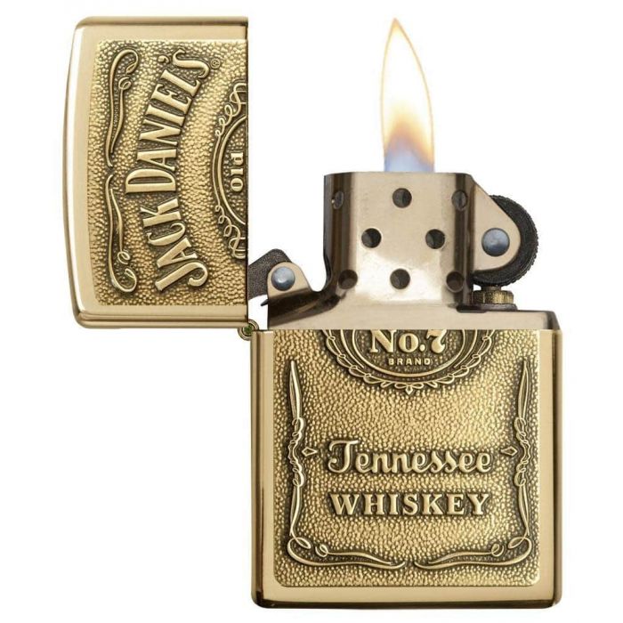 Zippo Lighter - High Polish Brass, Jack Daniel's