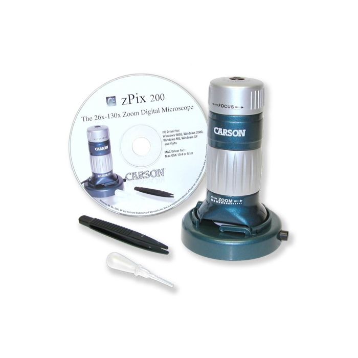 Carson ZPIX 200 26-130x Digital Microscope with Camera - 1.3MP, Silver